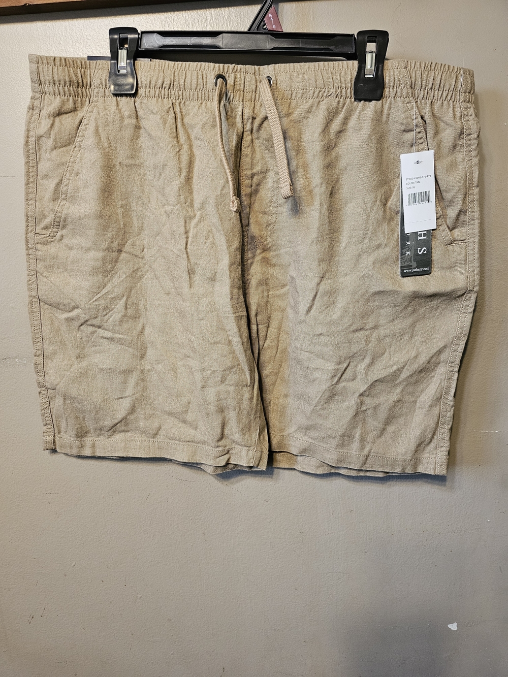 Jachs Men's Linen-Blend Drawstring Shorts - Khaki